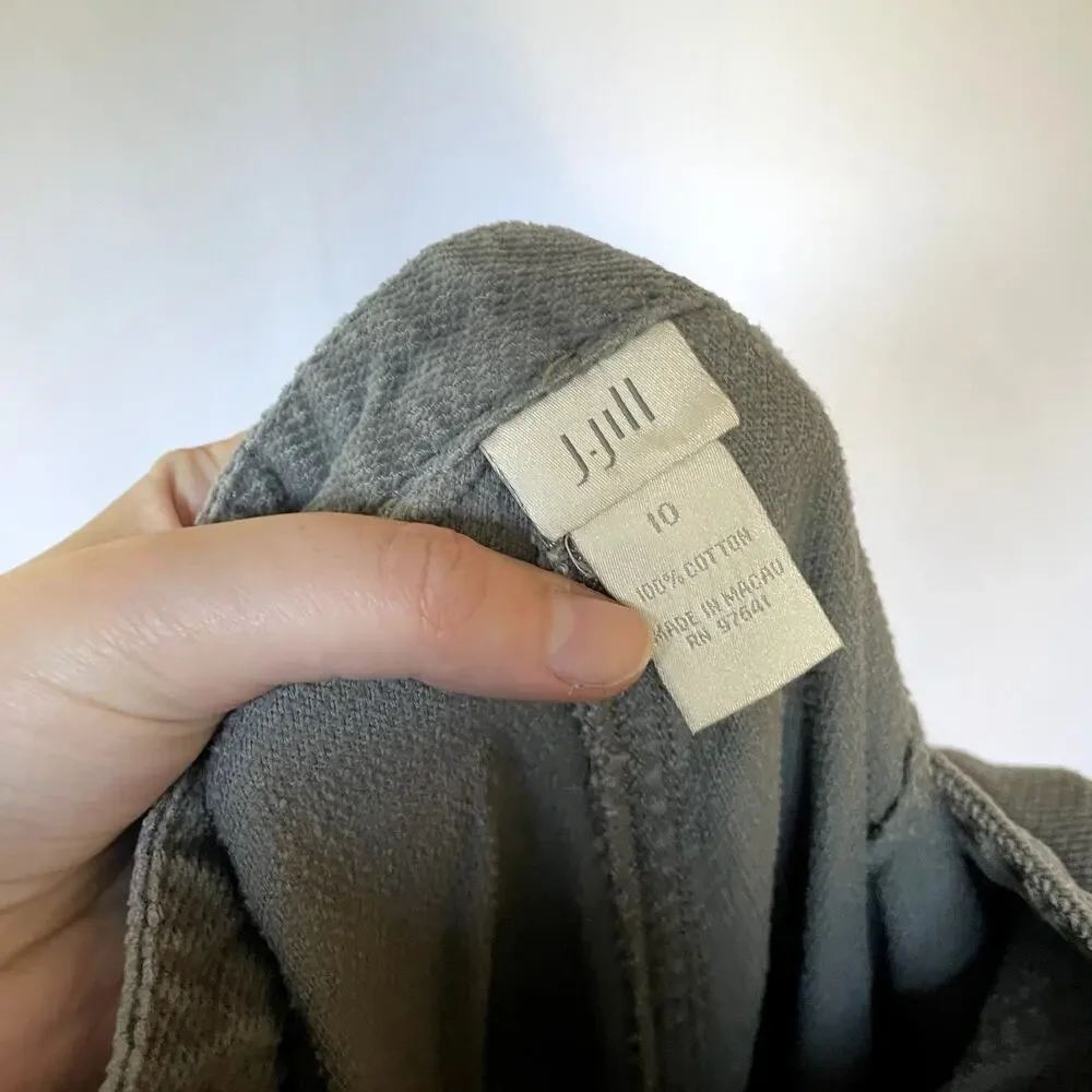 J.Jill‎ corduroy gray trousers pockets women's size 10 cotton pants straight leg